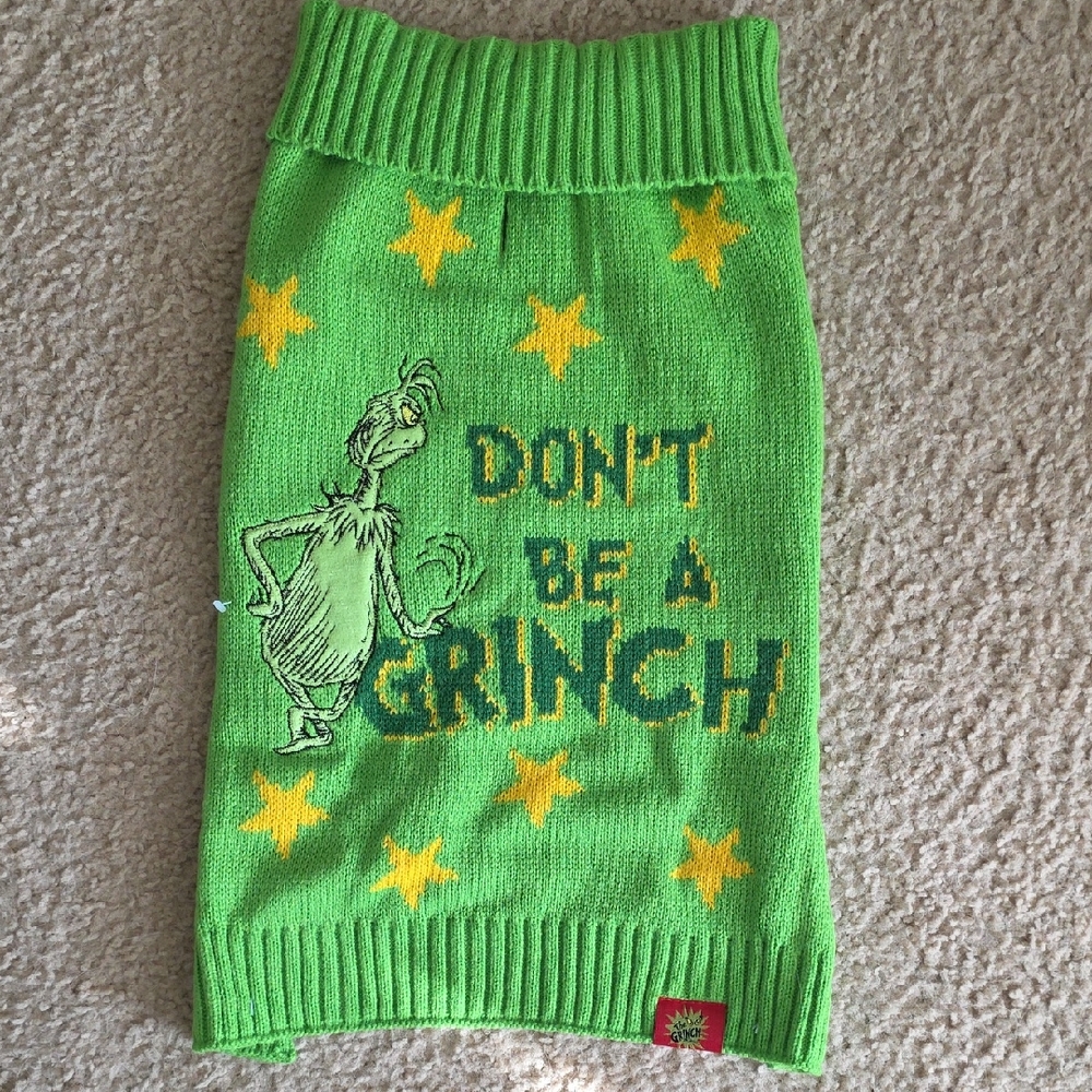 NWOT Green Grinch Holiday Dog Sweater